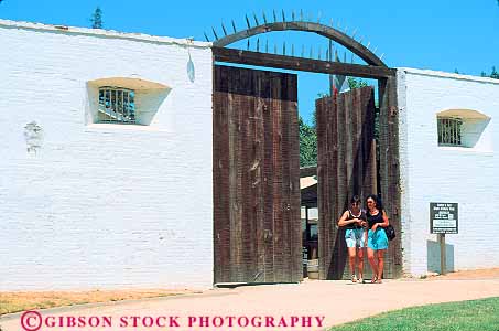 Stock Photo #11381: keywords -  american california cities city entrance entry fort forts ft ft. gate gates historic history horz open opening people sacramento site sutters wall walls west western