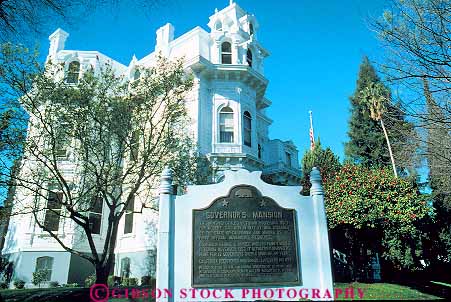 Stock Photo #11387: keywords - big building california cities city classic governors historic home horz house mansion mansions old sacramento site tall victorian white