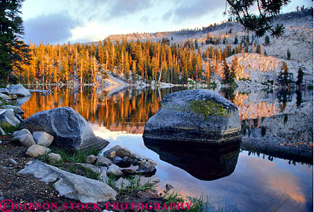 Stock Photo #9977: keywords -  alpine california dusk environment geologic geological geology granite horz lake lakes landscape mood moody mountain mountains mt mtn mtns national nature ostrander park parks scenery scenic sierra water wild wilderness yosemite