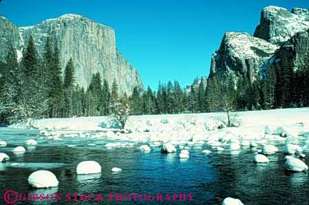 Stock Photo #9986: keywords - alpine batholith california cliffs cold cut environment geologic geological geology glacial glacier granite horz landmark landmarks landscape merced mountain mountains mt mtn mtns national nature park parks river scenery scenic scour sierra snow steep sunny valley wild wilderness winter yosemite
