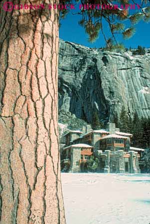 Stock Photo #9994: keywords -  ahwahnee architecture building buildings california classic design hotel hotels landmark landmarks lodge lodges mountain national old park parks pine rustic snow stone style timber tree trees vert vintage winter yosemite