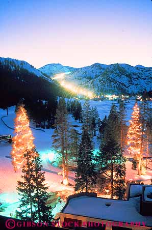 Stock Photo #12036: keywords -  area california cold dark destination dusk evening lighting lights mountain mountains night resort resorts season ski snow squaw travel vacation valley vert winter