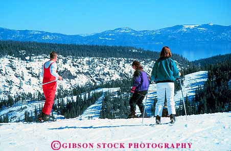 Stock Photo #12039: keywords - (background area california cold destination elevated horz lk of overview people resort resorts season ski skier skiers skiing slope snow squaw tahoe) top travel vacation valley view winter