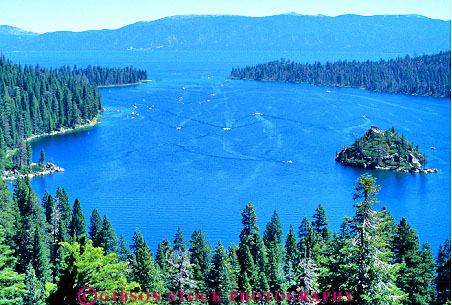 Stock Photo #9570: keywords -  alpine bay bays california clean clear destination elevate elevated emerald freshwater horz lake lakes landscape landscapes mountains scenery scenic sierra summer tahoe travel view water