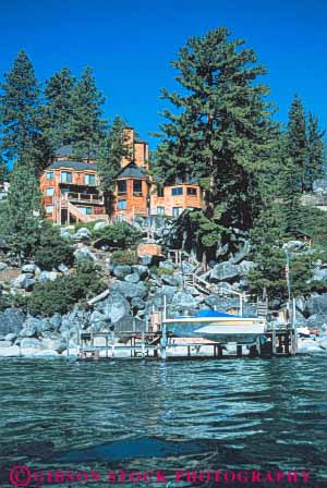 Stock Photo #9576: keywords -  alpine boat california clean clear destination dock freshwater home homes house houses lake lakes lakeshore mountains sierra summer tahoe travel vert water