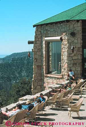 Stock Photo #10108: keywords -  arizona canyon canyons famous grand landmark landmarks lodge national north park parks patio people relax relaxed relaxing rim southwest sunny sunshine vert west western