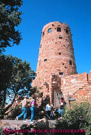 Stock Photo #10114: keywords -  arizona building canyon canyons famous grand landmark landmarks national park parks people rim rock south southwest stone towers vert watchtower west western