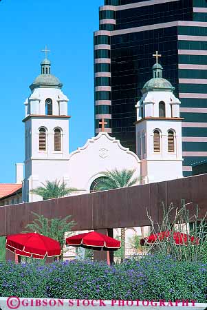 Stock Photo #11765: keywords - and architecture arizona church churches downtown mary marys phoenix saint southwest st st. tower towers vert west western