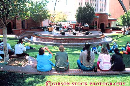 Stock Photo #11790: keywords -  arizona audience audiences concert downtown entertainment horz in listen listening listens music outdoor outside park parks patriots people performance phoenix recreation sit sits sitting southwest west western