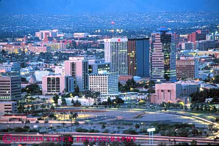 Stock Photo #7493: keywords -  america american architecture arizona building buildings business center cities city cityscape cityscapes dark downtown dusk evening horz light lighting lights modern new night nite office skyline skylines southwest tucson urban usa west