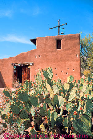 Stock Photo #11678: keywords -  adobe architecture arizona art cactus chapel de desert deserts galleries gallery grazia pear prickly rustic southwest tucson vert west western