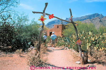 Stock Photo #11679: keywords -  adobe architecture arizona art de desert deserts galleries gallery grazia horz people rustic southwest tucson walking west western