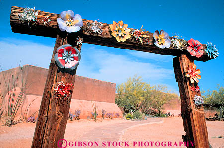 Stock Photo #11680: keywords -  adobe arch architecture archway arizona art artistic de desert deserts entrance entry galleries gallery gate gateway grazia horz rustic southwest tucson west western