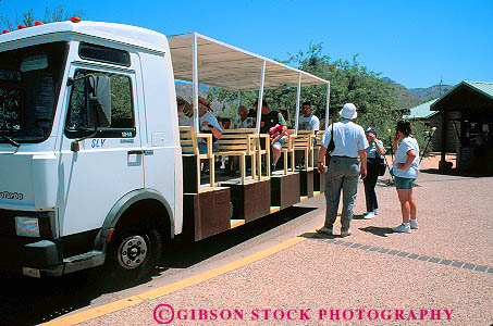 Stock Photo #11687: keywords -  arizona canyon horz load loading motorized park passenger passengers people sabino southwest tour touring tours train tram trams transportation tucson west western