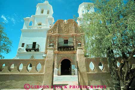 Stock Photo #11724: keywords - architecture arizona bac church churches del design historic history horz mission missions san site spandish style tucson xavier