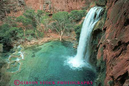 Stock Photo #12733: keywords -  arizona canyon canyons creek creeks elevated falls flow flowing flows geologic geological geology gravity havasu horz indian pool pools reservation river rivers runoff southwest supai travertine view water waterfall waterfalls west