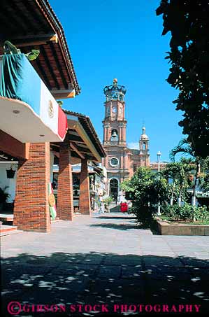 Stock Photo #12823: keywords -  and architecture building church churches city coast coastal country design destination downtown foreign guadalupe hall mexico municipal old plaza plazas public puerto resort resorts style traditional travel tropical vacation vacations vallarta vert
