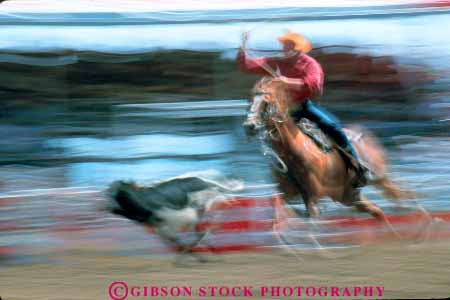 Stock Photo #12136: keywords -  action activity alberta annual blur blurred calf calgary canada dynamic event events fair fairs festival festivals gathering horse horz motion move movement moving ride rider rodeo rodeos social stampede steer