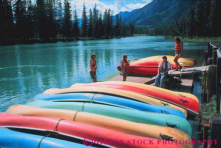 Stock Photo #12488: keywords -  alberta banff boat boats bow canada canoe canoeing canoes horz mountain pattern rental repeat repeats river rivers rocky row rows water