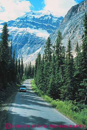 Stock Photo #12490: keywords -  alberta auto automobile automobiles autos canada car cars cavell edith jasper landscape mountain mt national natural nature park parks public road roads rookcy scenery scenic street streets vert wild wilderness