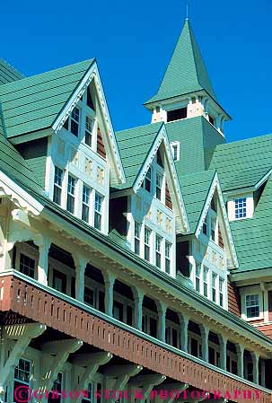 Stock Photo #12504: keywords - alberta architecture building canada detail different distinctive hotel hotels lakes landmark landmarks mountain mountains national of park parks prince public resort resorts rocky roof roofs shape shapes style summer triangle triangles unique unusual vert wales waterton