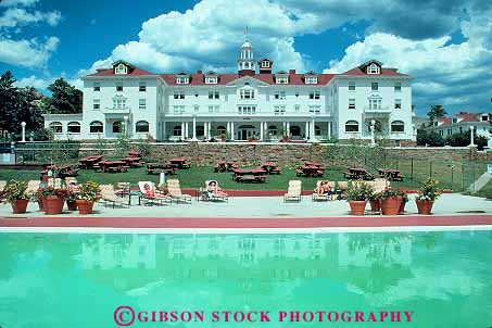 people at swimming pool Stanley Hotel Estes Park Colorado Stock