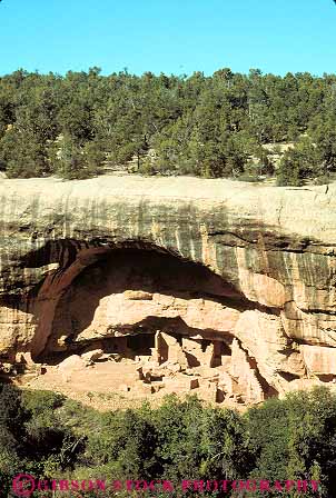 Stock Photo #12299: keywords -  alcove american anazasi archeological archeology cliff colorado cove dwelling dwellings historic history house indian mesa national native oak park parks pueblo remnants rock ruin ruins site stone tree verde vert