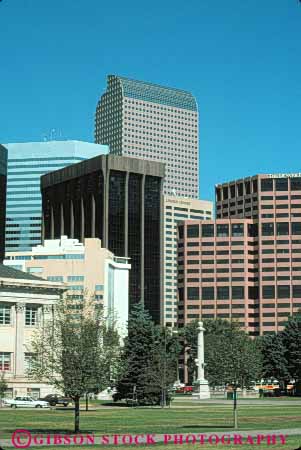 Stock Photo #7502: keywords -  america american architecture building buildings business center cities city cityscape cityscapes colorado denver downtown modern new office skyline skylines urban usa vert