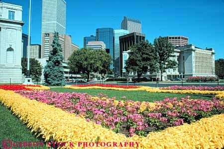 Stock Photo #7504: keywords -  america american architecture building buildings business center cities city cityscape cityscapes civic colorado denver downtown garden horz modern new office skyline skylines urban usa