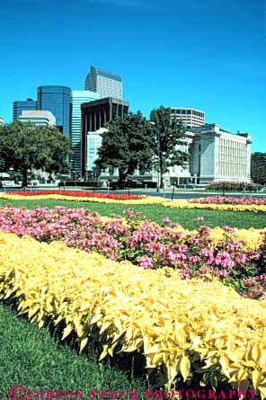 Stock Photo #11032: keywords -  buildings center cities city cityscape cityscapes civic color colorado colorful denver downtown garden gardens metropolitan office plant plants skyline skylines spring urban vert