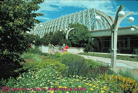 Stock Photo #11053: keywords -  boettcher botanical colorado conservatories conservatory denver dome domes garden gardens glass greenhouse greenhouses horz in near people walking