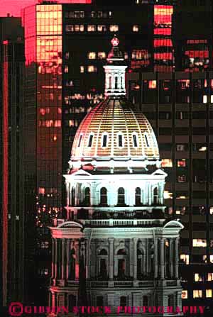 Stock Photo #11056: keywords -  architecture building buildings capitol capitols cities city colorado dark denver design dome domes downtown dusk evening government greek house illuminate illuminated lighting lights municipal night public state style vert
