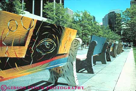Stock Photo #11065: keywords -  art artistic bench benches colorado create creative denver different horz painted public unusual