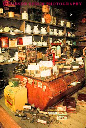 Stock Photo #12688: keywords - antique antiques attraction city colorado display ghost historic in mountain old rocky site springs store tourist town vert