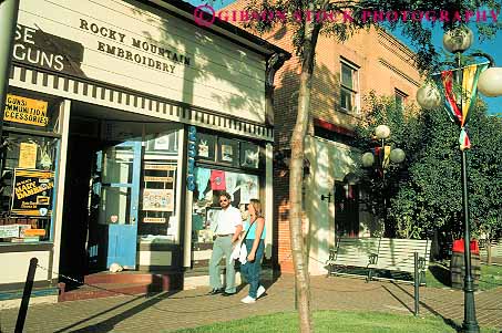 Stock Photo #12691: keywords -  business city colorado couple district historic horz old people shaopping shop shopper shoppers shops springs store stores