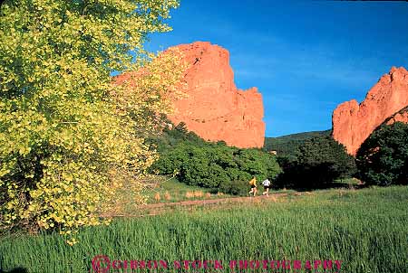 Stock Photo #12698: keywords -  attraction climb climbing colorado exercise exercising exposure formation garden geologic geological geology gods horz jog joggers jogging landscape of outcrop outcropping outdoor outside park parks people recreation red rocks run runner running runs sandstone scenery scenic sediment sedimentary springs summer tourist