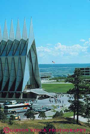 Stock Photo #12705: keywords -  academies academy air architecture chapel chapels church churches colorado design force metal military modern point pointed religion religious shape shapes sharp springs style tall triangle triangles vert