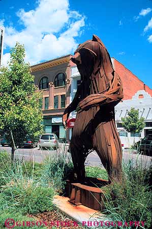 Stock Photo #12708: keywords - animal animals art bear bears city colorado downtown grizzly metal mountain public rocky rust rusty sculpture sculptures springs statue statues vert