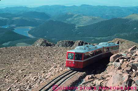 Stock Photo #12843: keywords -  altitude attraction attractions car colorado coming elevate elevated elevation famous height high horz landmark landmarks landscape mountain mountains near peak peaks pikes rail railroad railroads rocky springs summit summits tall tourist train trains up