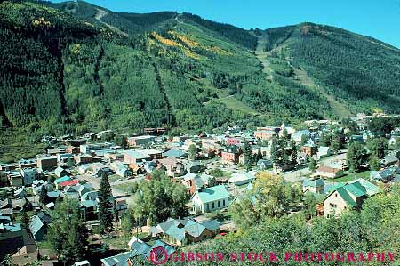 Stock Photo #12846: keywords -  area attraction attractions buildings colorado downhill elevated forest green historic horz mountain mountains resort resorts rocky run runs scenery scenic ski telluride tourist town towns view west western