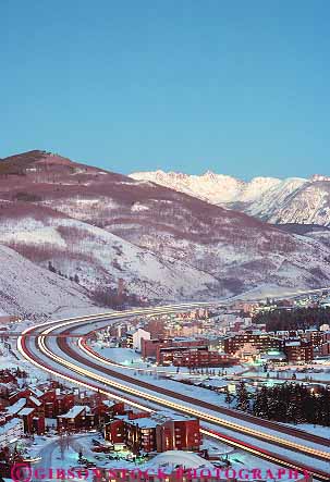Stock Photo #11907: keywords -  car chill chilly cold colorado curve curved curves dark destination dusk elevate elevated evening freeway freeways highway highways i interstate lights motion mountain mountains movement moving night outdoor outside resort resorts rocky seventy snow streak streaks traffic travel vail valley valleys vert view winter