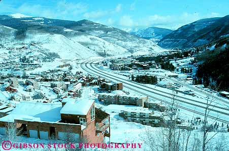 Stock Photo #11908: keywords -  chill chilly cold colorado curve curved curves destination elevate elevated freeway freeways highway highways horz i interstate mountain mountains outdoor outside resort resorts rocky seventy snow travel vail valley valleys view winter