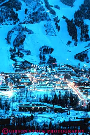 Stock Photo #3562: keywords - aspen colorado dusk lighting mountain night resort scenery scenic ski slope snow sunset town travel vert winter
