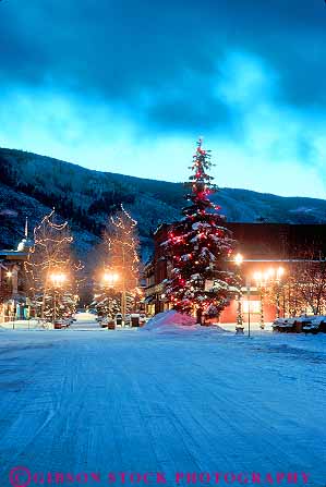 Stock Photo #11921: keywords -  aspen chill chilly cold colorado dark destination downhill downtown dusk evening lighting lights mountains night resort resorts rocky season ski snow street travel vert winter