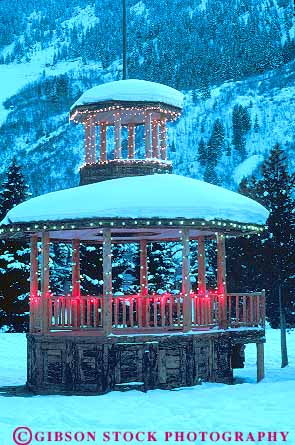 Stock Photo #11923: keywords -  ark aspen chill chilly cold colorado dark destination downhill dusk evening gazebo lighting lights mountains night paeneke park resort resorts rocky season ski snow street travel vert winter