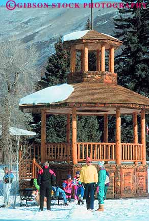 Stock Photo #11929: keywords -  aspen chill chilly cold colorado destination downhill gazebo in mountains paeneke park people resort resorts rocky season ski snow travel vert winter