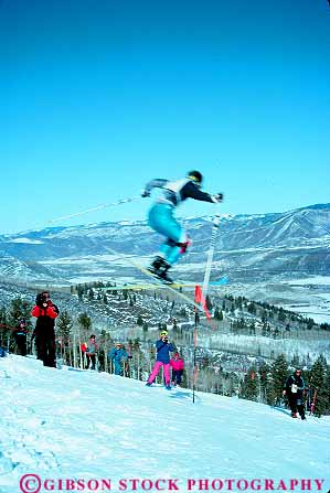 Stock Photo #11930: keywords - airborn aspen chill chilly cold colorado destination downhill jump jumper jumpers jumping jumps lift mountains recreation resort resorts rocky season ski skiers skies skiing snow sport sports travel vert winter
