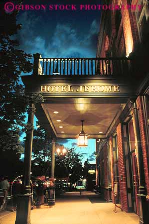 Stock Photo #12853: keywords -  aspen colorado dark destination dusk evening historic hotel hotels jerome lighting lights mountains resort resorts rocky sunset sunsets town towns travel vert west western