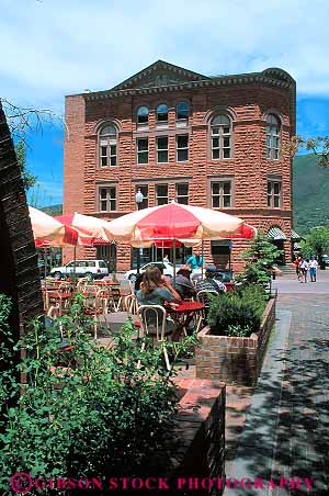 Stock Photo #12856: keywords - aspen brick building cafe cafes colorado destination dine dining historic mountains old pacifica resort resorts restaurant rocky town towns travel vert west western