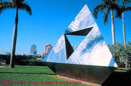 Stock Photo #11748: keywords -  abstract abstraction angle angles angular art arts beach destination diagonal diagonals florida four geometric geometrical geometry horz intertra metal palm plaza public resort resorts sculpture sculptures shape shapes travel triangle triangles vacation